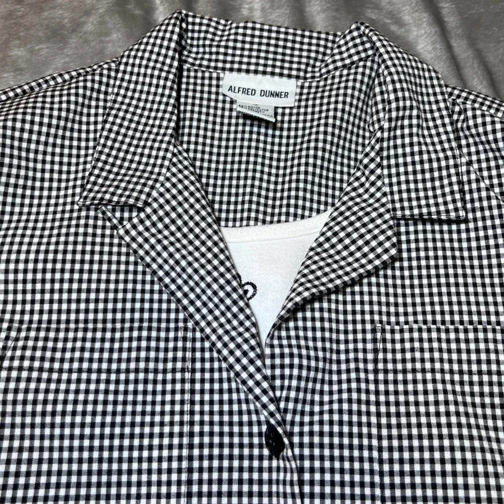 Alfred Dunner Womens Size 12 Floral Embroidered Shirt Under Shirt Gingham Button - Picture 7 of 15